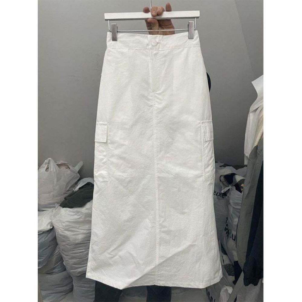 바스락셋업 셋트 투피스 치마 반팔 세트 화이트 슈트 재킷+스커트 M (40-50kg) - 상품 이미지
