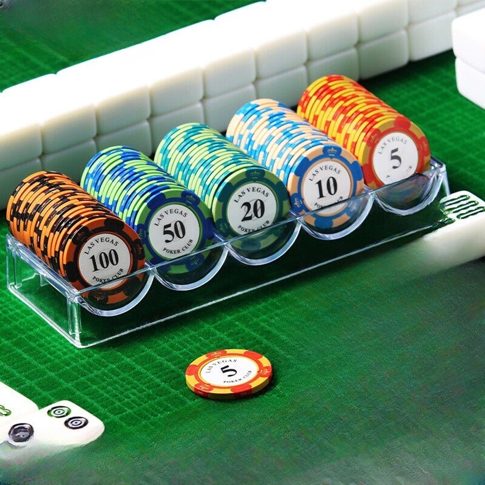 세라믹 텍사스 홀덤 포커 카지노 칩 고급 원형 다색 문양 풀세트 홈 게임용 직경 39mm - 상품 이미지