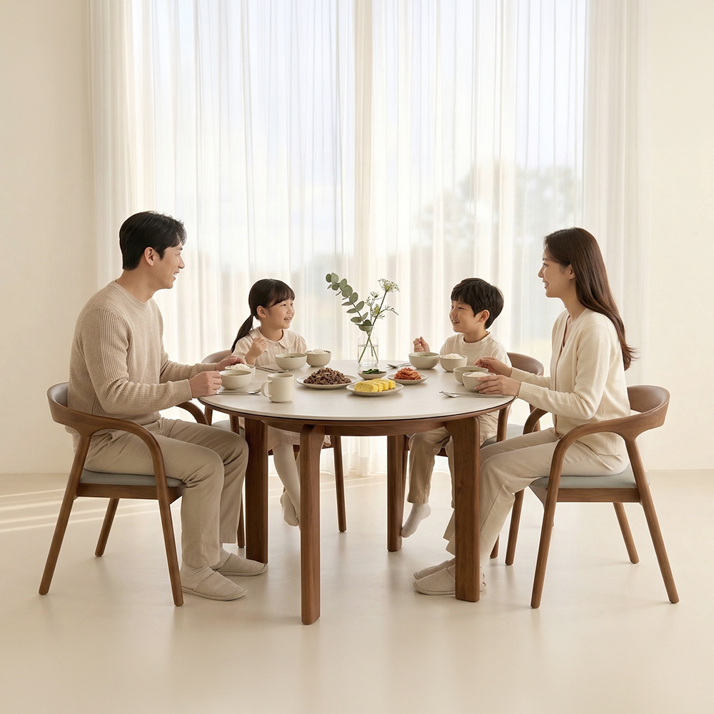 헤닝 루나 원형 테이블 세라믹식탁 세트 4인용 원목 식탁 1100 브리즈의자4 - 상세 이미지 4