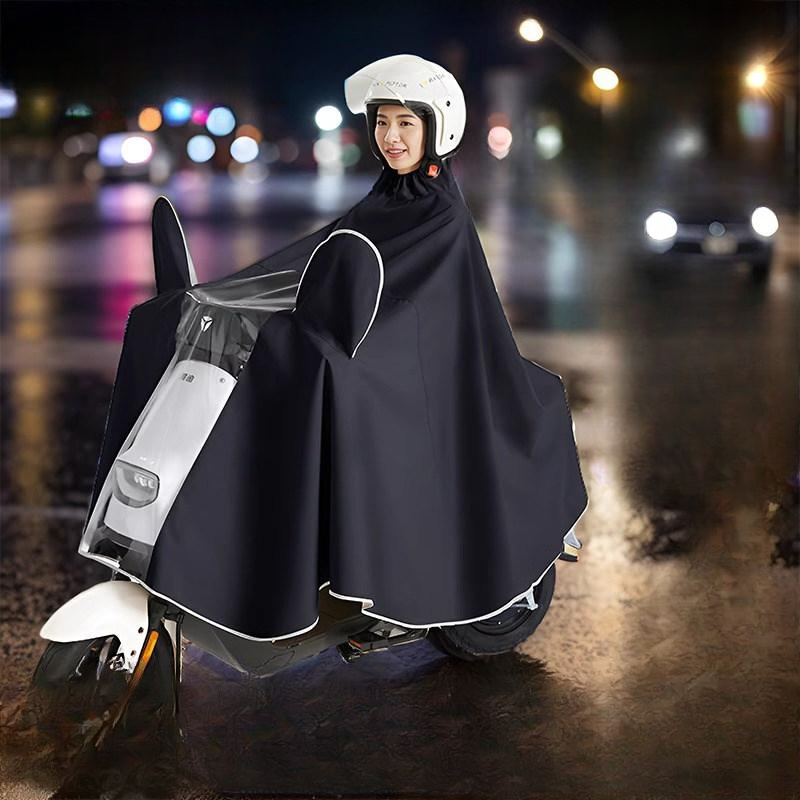 전기자전거 우비 킥보드 비옷 오토바이 3XL 판초우의 3XL 거울커버 없음 1인용 블랙 - 상품 이미지