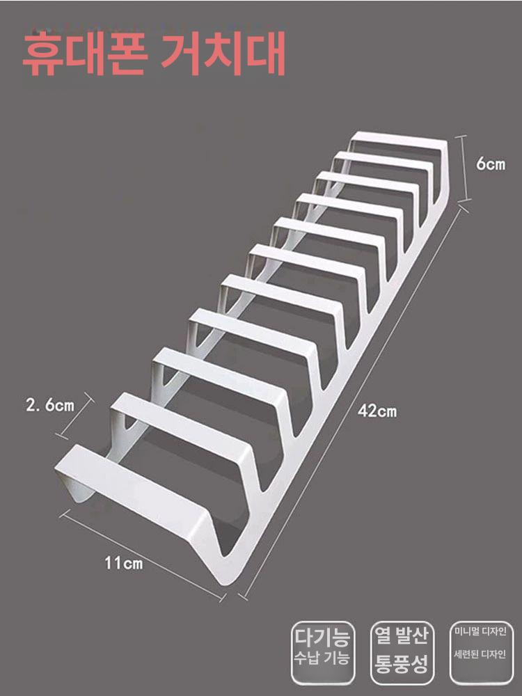 태블릿 수직 정리대 핸드폰 타블렛 책상 세로 클립 블랙 메탈릭 11칸 2.1cm - 상세 이미지 4