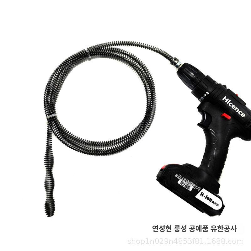 주방 화장실 배수관 싱크대 변기 욕실 하수구 막힘 제거 강력 5미터 고강도 유연 스프링 5m + 드릴 - 상세 이미지 4