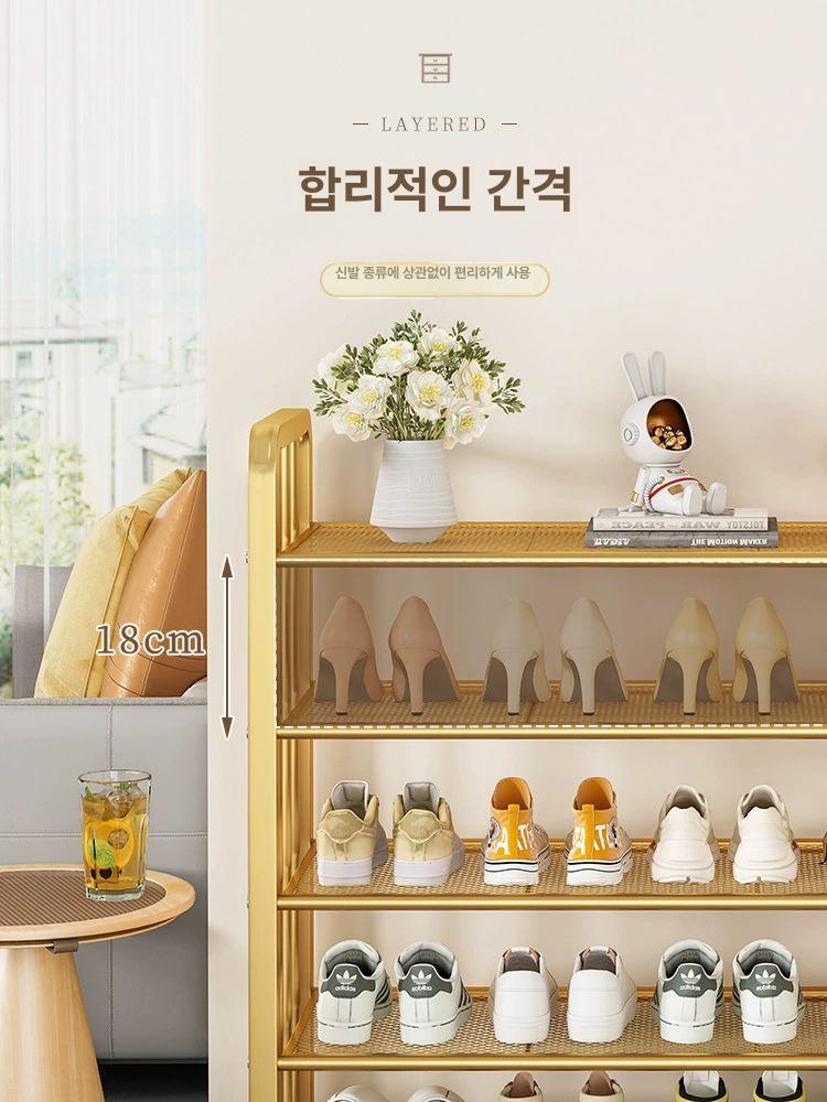 슬림 골드 신발 선반대 보관 정리대 수납 4단 100cm 럭셔리골드 - 상세 이미지 3
