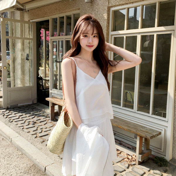 실키 새틴 슬리브리스 블라우스 bs8740 - 상품 이미지