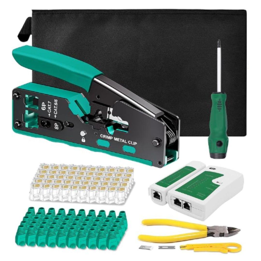 랜선압착기 슬리브 단자 네트워크 케이블 CAT5 CAT6 CAT7 RJ45 RJ11 7클래스 68피스 패브릭포장 이미지 8