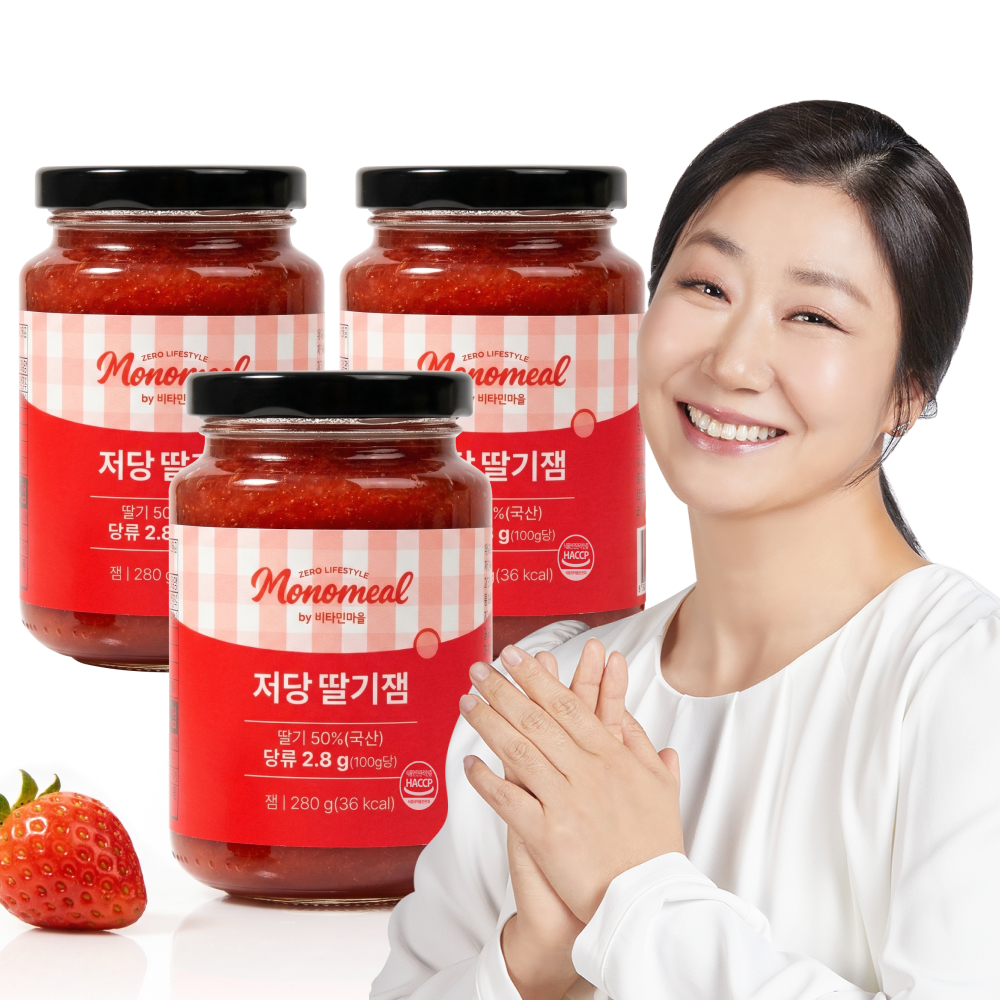 비타민마을 모노밀 저당잼 알룰로스 딸기잼, 280g, 3개 - 상품 이미지