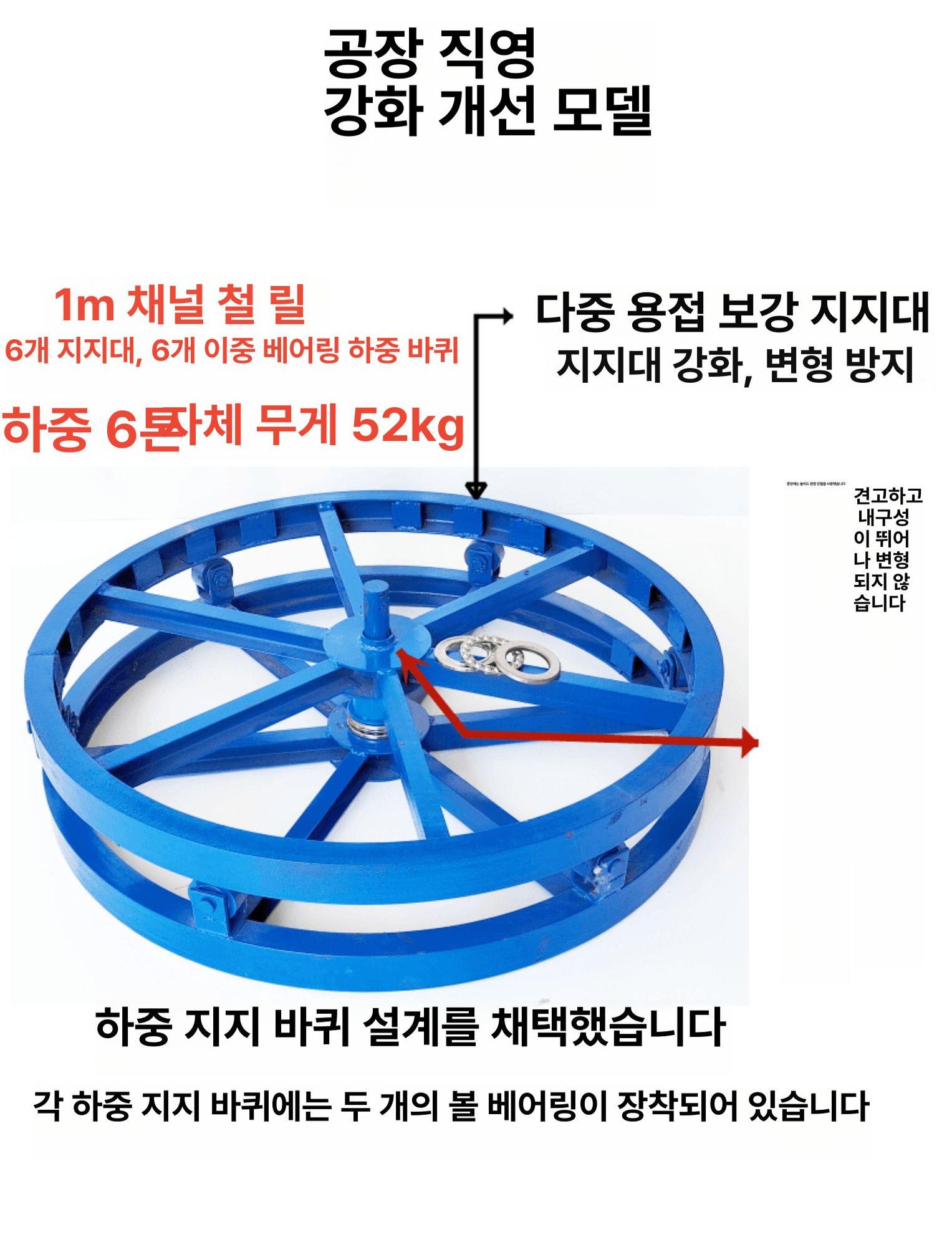 케이블 릴 광케이블 전선 전기공사용 스틸 와이어 지름 0.6m 강화형 10개 베어링 5개 1t - 상세 이미지 3