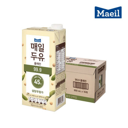매일유업 매일두유 99.9 플레인 설탕무첨가 무가당 대용량 950ml, 10개
