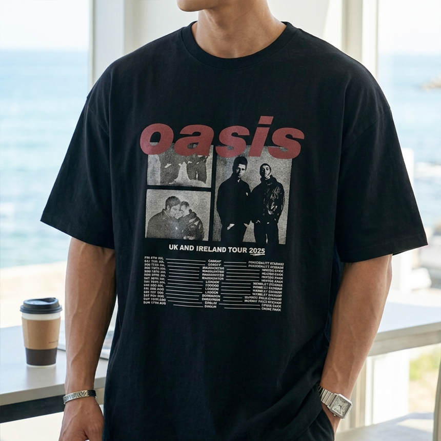 고밀도 오버핏 oasis 반팔티셔츠 D092 - 상품 이미지