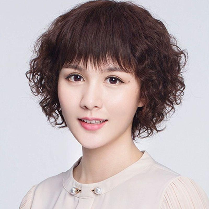인모 통가발 중년여성 단발가발 파마 웨이브 자연스러운 스타일 데일리 착용용 내구성 강화 - 상세 이미지 4