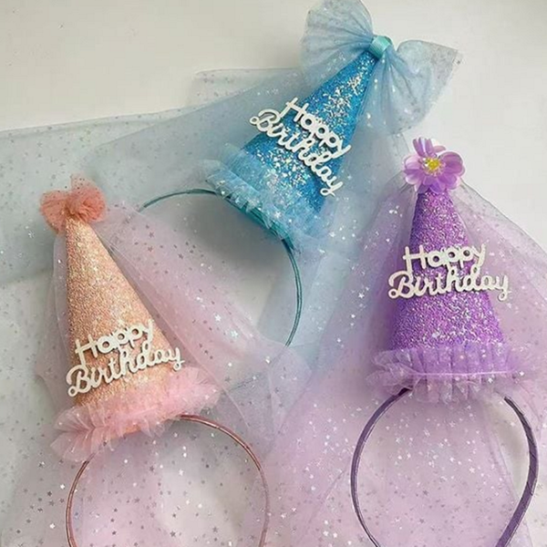 왕관 생일 머리띠 이벤트 파티 머리띠 헤어밴드 선물 모자 액세서리 드레스 레이스 반짝이 - 상품 이미지