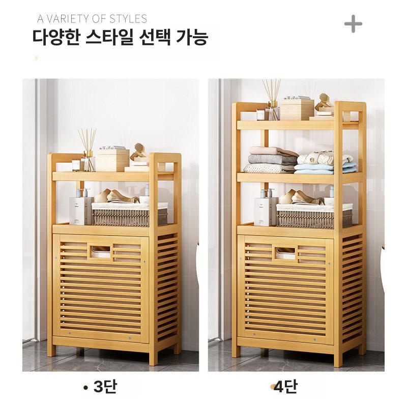 뱀부 빨래바구니 감성 우드 햄퍼 대나무 세탁 수납 바스켓 고급형 내구성 강화 튼튼한 - 상세 이미지 3