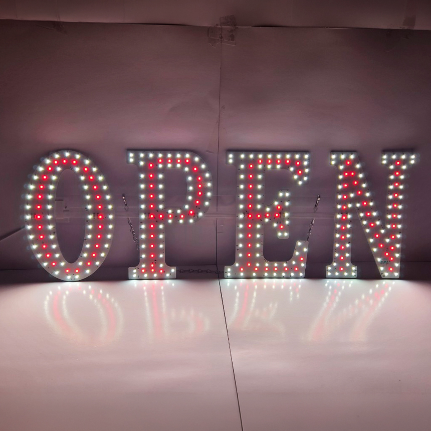EPL OPEN 오픈 LED 전광판 조명 간판 영업중 개업 리모컨 24W, 레드, 36x13cm - 상품 이미지