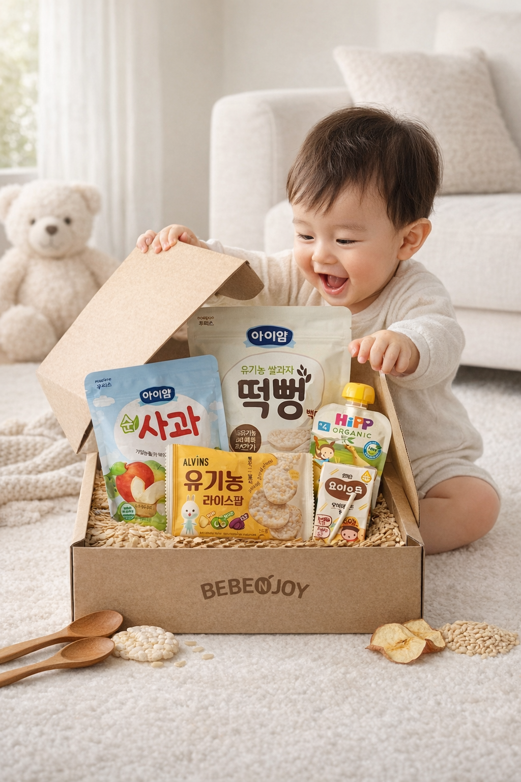 베베앤조이 떡뻥 5종 과자선물세트 돌선물 어린이집답례품 아기선물 유아간식 - 상세 이미지 2