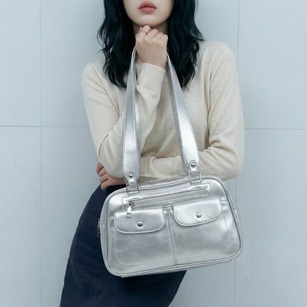 [먼슬리무드] 크로니클 데일리 숄더백 (2색상) 출근가방 보부상가방 실버 - 상세 이미지 2