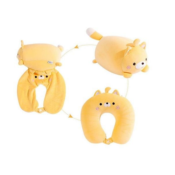 부드러운 쿠션 목베개 귀여운 고양이 목베개 휴대용 사무실 비행기 여행용 차량용 자동차 변형 - 상품 이미지