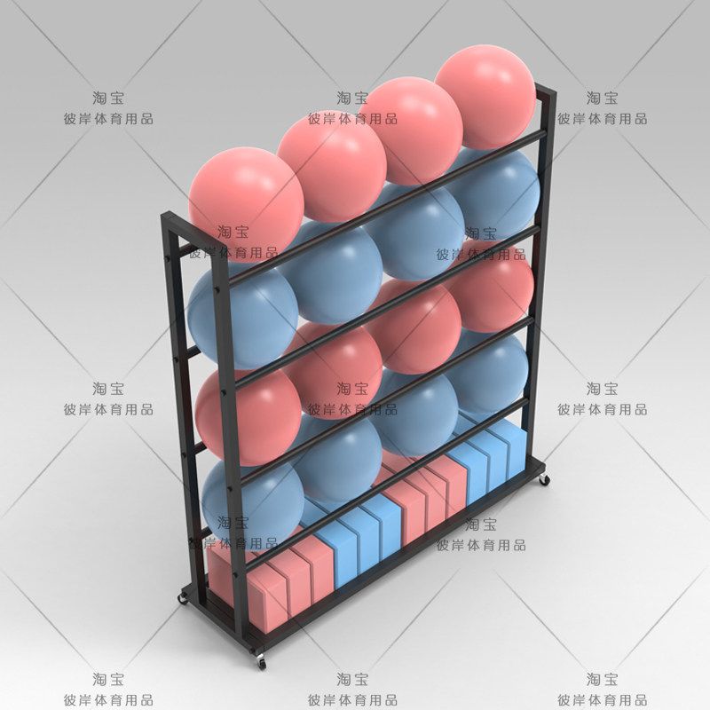 필라테스 거치대 짐볼 요가 수납 정리함 5단 바퀴 검정 소도구 매트 - 상세 이미지 5