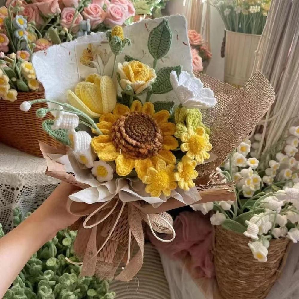 뜨개 기념일 축하 부케 꽃다발 튤립 뜨개질 니트꽃 수제 코바늘 - 상세 이미지 2