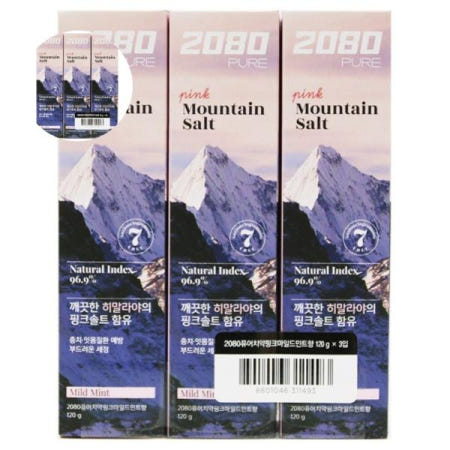애경 프라그제거 2080 히말라야 퓨어마운틴 핑크솔트치약 민트 120g3개
