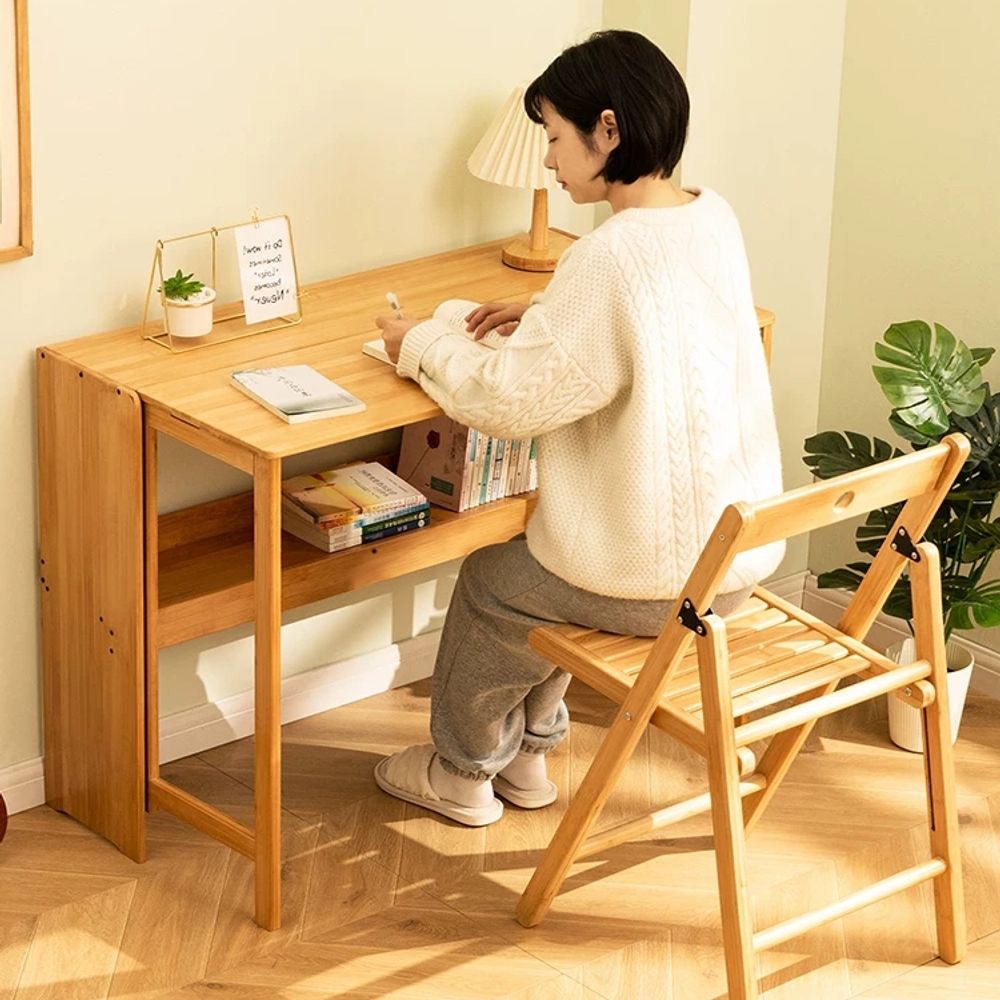 원목 책상 접이식 공부 대나무 학생 테이블 폴딩 다과상 침대 독서대 - 상세 이미지 2