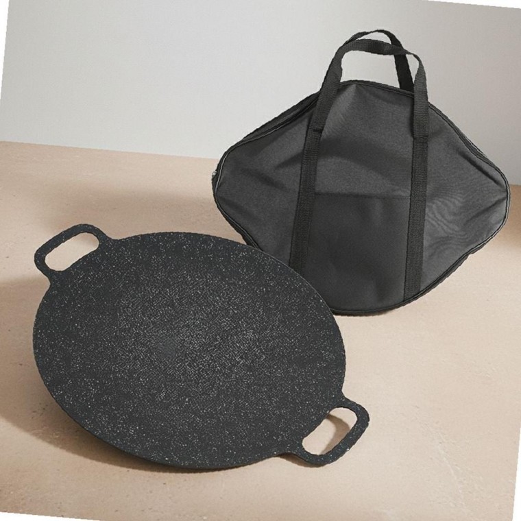 코팅 캠핑 그리들 30cm 전용 가방 포함 야외 바베큐 고기 불판 - 상품 이미지