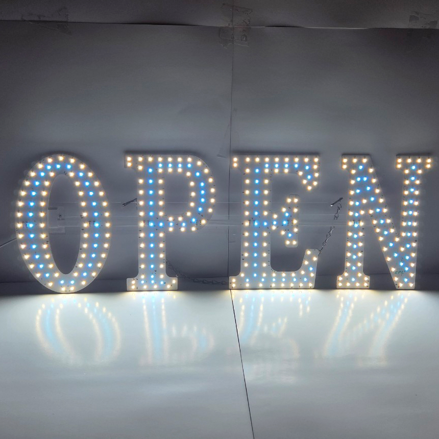 EPL OPEN 오픈 LED 전광판 조명 간판 영업중 개업 리모컨 24W, 블루, 36x13cm - 상품 이미지
