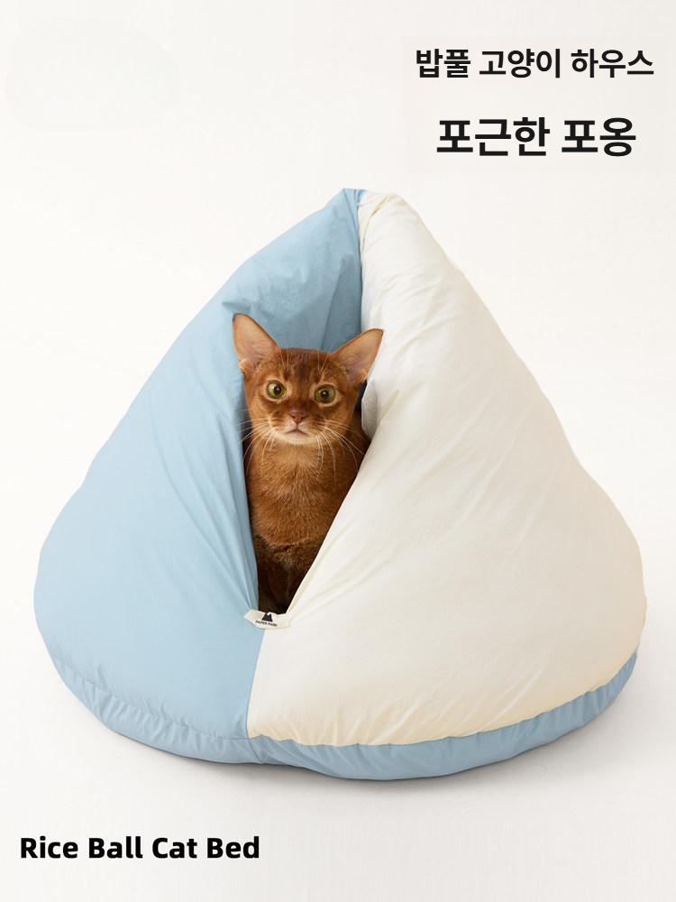 고양이 방석 숨숨집 침낭 침대 쿠션 방한 둥지 보온 바구니 겨울집 이불 - 상세 이미지 2