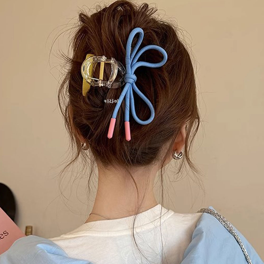 귀여운 레몬 왕리본헤어핀 머리핀 올림머리 투명 집게핀 이미지 6