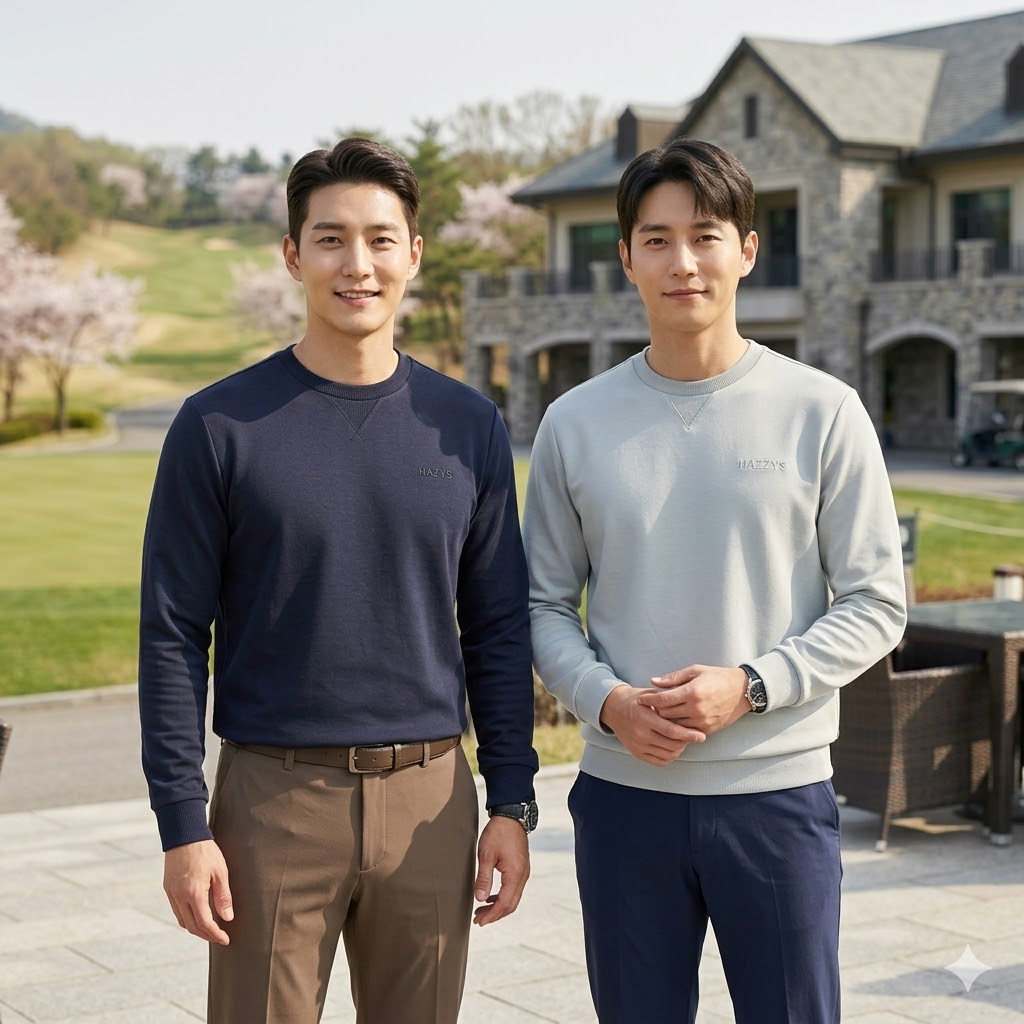 헤지스골프 봄 남성 골프웨어 데일리룩 스판 라운드넥 골프 티셔츠 - 상세 이미지 4