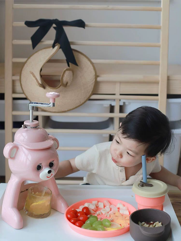 곰돌이 빙수기 팥빙수 빙쇄기 눈굴리는 기계 옐로우 이미지 6