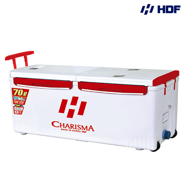해동 카리스마 아이스박스 낚시쿨러 캐리어 바퀴형 대형 아박 캐리쿨러 70L, 화이트 RE(래드) - 상품 이미지