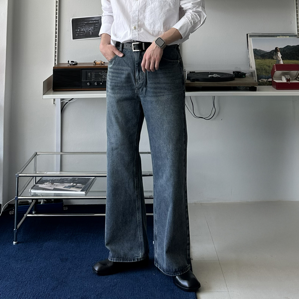 남자 부츠컷청바지 플레어진 데님 팬츠 와이드 남자 청바지 - 상품 이미지
