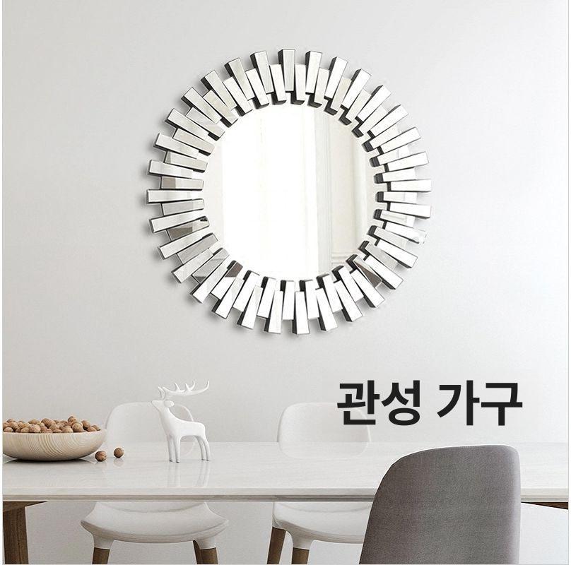 원형 화장대 거울 벽걸이 붙이는 카페 프레임 현관 90x90cm 스타일 A 기타 - 상세 이미지 4