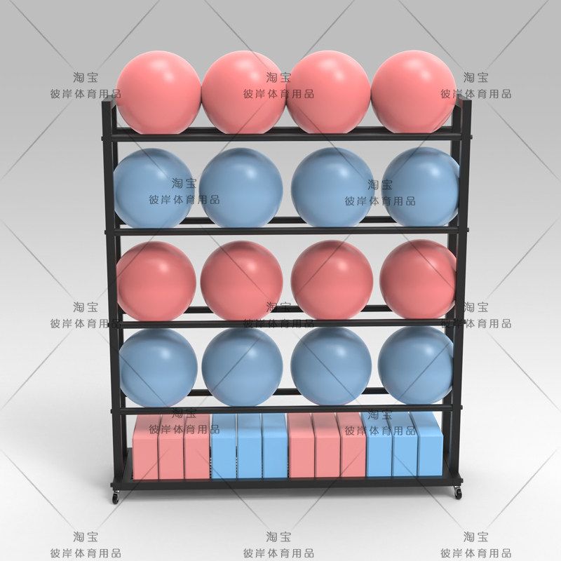 필라테스 거치대 짐볼 요가 수납 정리함 5단 바퀴 검정 소도구 매트 - 상세 이미지 3