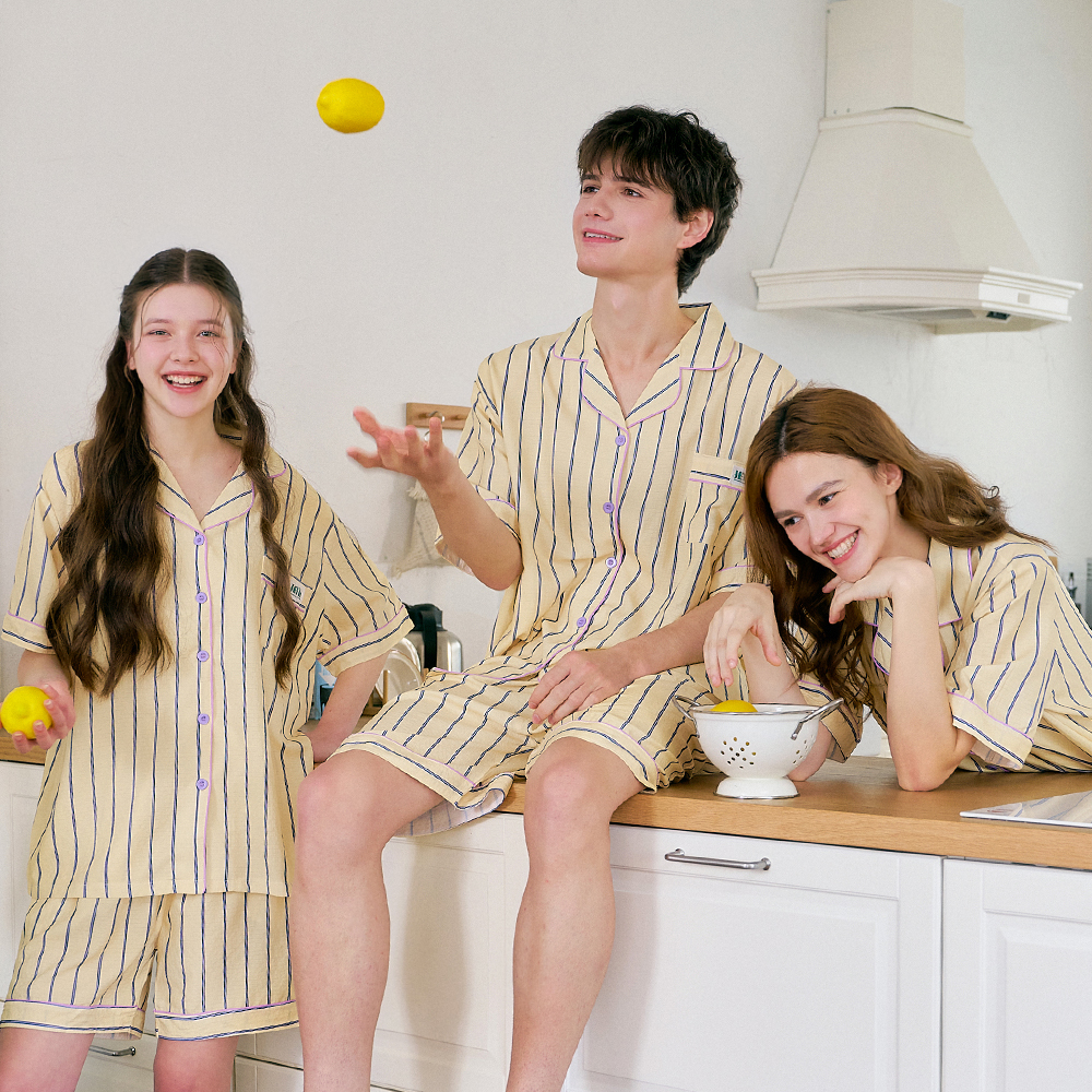 [하이픈] [2PACK] 허니팟 브리즈핏 남녀공용 반팔 잠옷 세트 - 상세 이미지 5