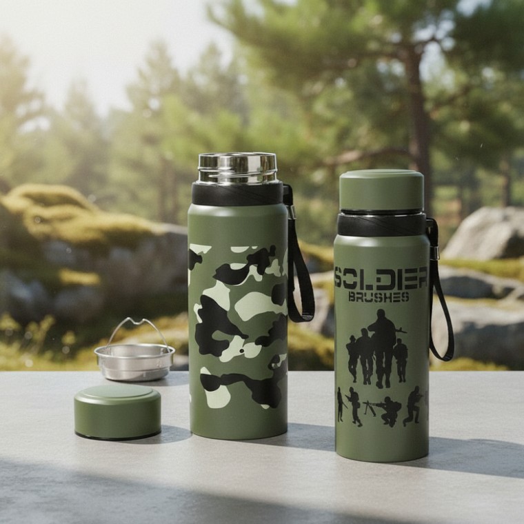 스테인리스 캠핑용 보온보냉 물병 750ml 차거름망 티텀블러 등산용 휴대용기 - 상품 이미지