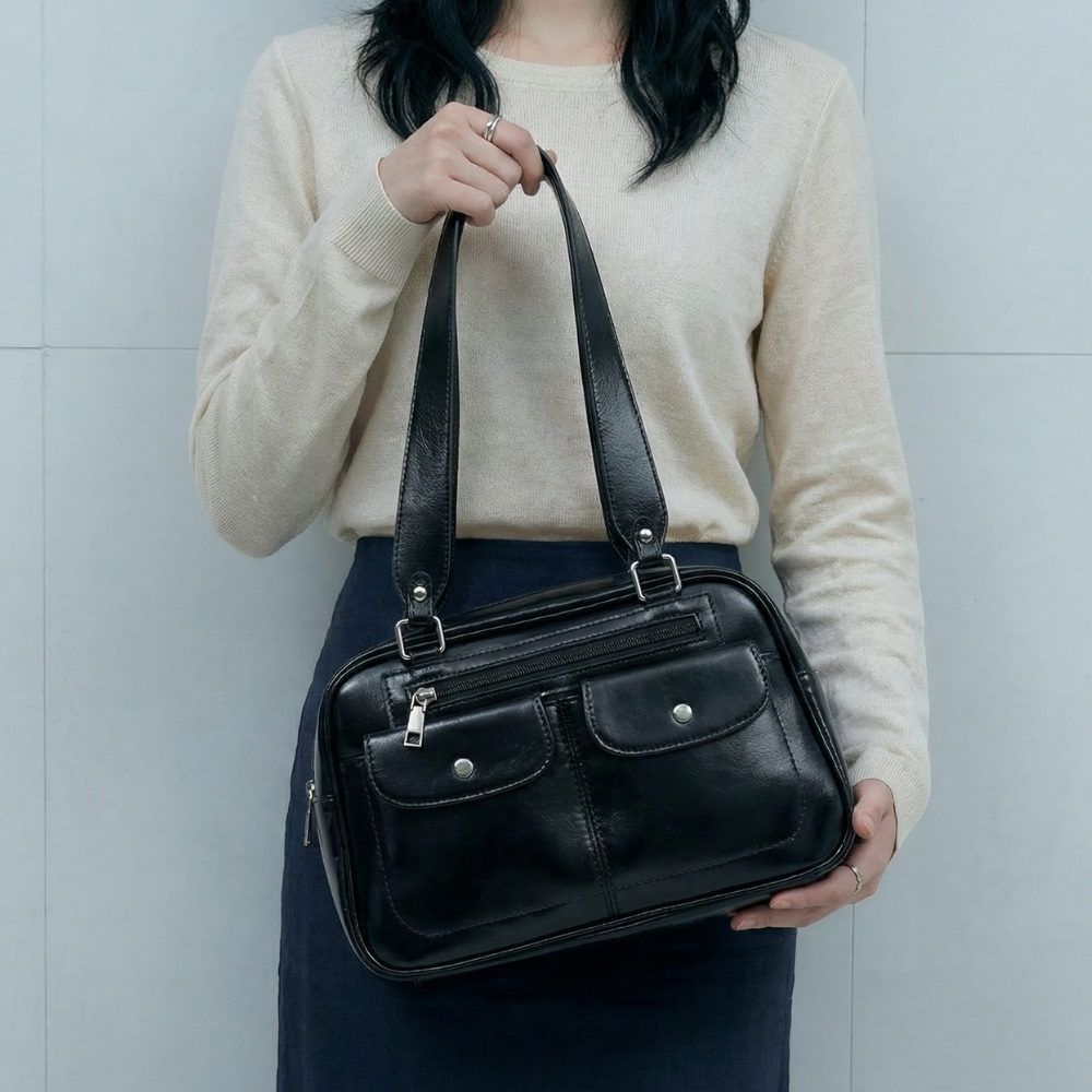 [먼슬리무드] 크로니클 데일리 숄더백 (2색상) 출근가방 보부상가방 블랙 이미지 2