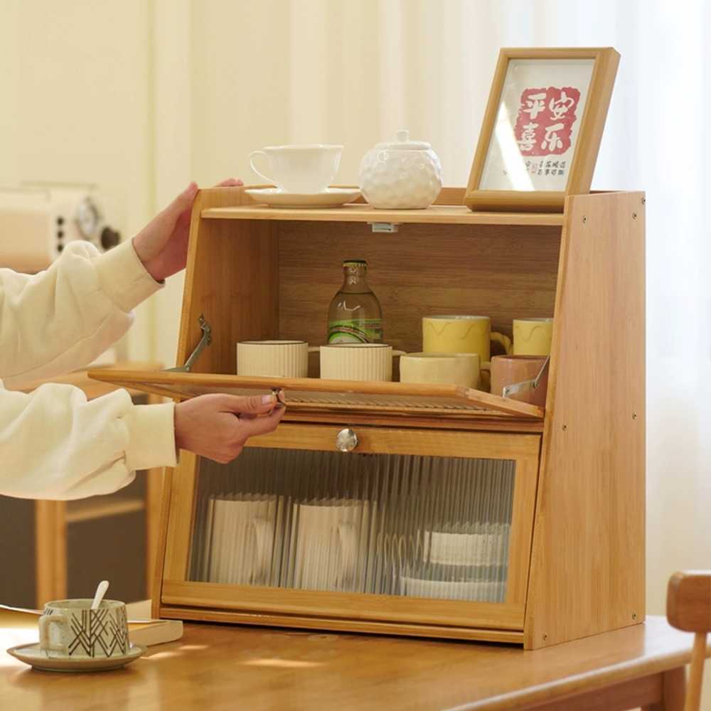 원목 그릇 진열장 컵 주방 용 보관 접시 수납대 캐비닛 - 상품 이미지