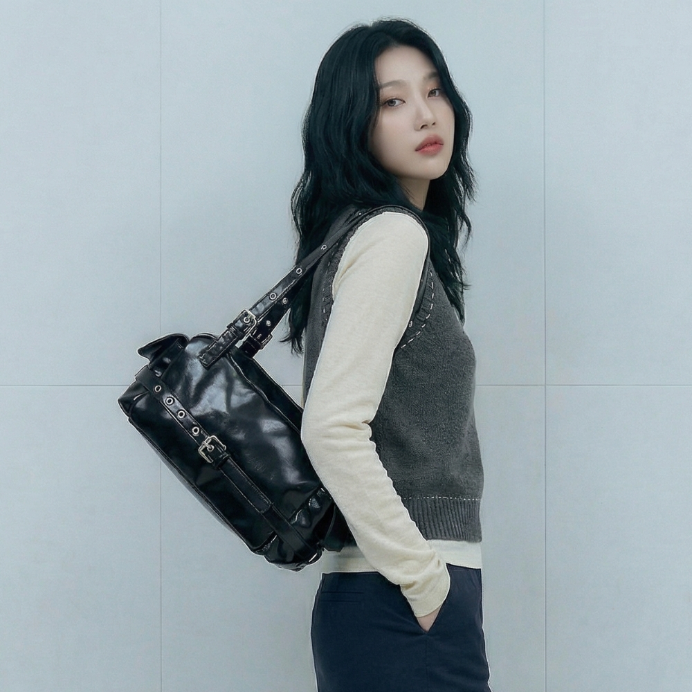 [먼슬리무드] 실바노아 숄더백 (3색상) 출근룩 대학생 데일리 여성가방 블랙 이미지 3