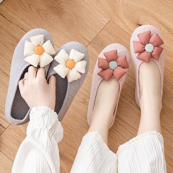 부드러운 꽃 덧신 슬리퍼 조용한 플라워 실내화 거실화 데일리 - 상품 이미지