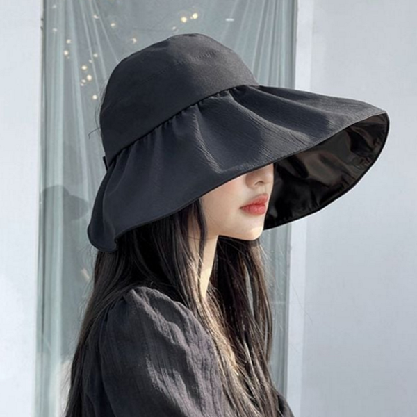 접이식 벙거지 모자 셔링 여성 벙거지 모자 가벼운 여름 휴양지 - 상품 이미지