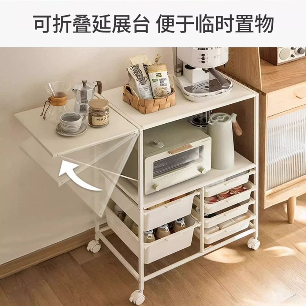 확장형 렌지대 주방 수납장 이동식 선반 트롤리 폴딩 슬라이딩 조리대 - 상세 이미지 3