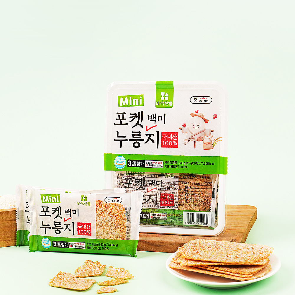 바삭한톨 국내산 100% 백미 포켓 누룽지 330g 1개 개별포장 간편간식 - 상세 이미지 2