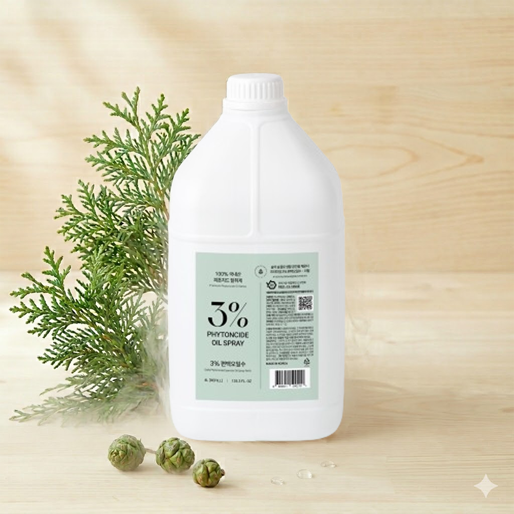 3% 편백오일수 편백수 피톤치드 새집증후군 실내탈취제 포름알데히드 제거 4L, 1개