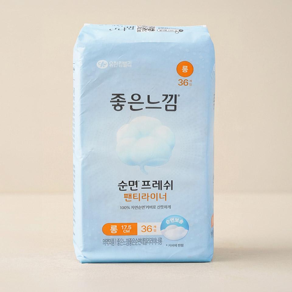 메가마트 좋은느낌 좋은순면 팬티라이너 롱 36p - 상품 이미지