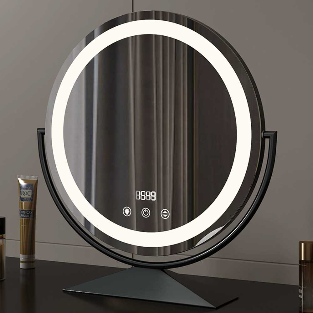 LED 탁상 화장 원형 거울 용 미용실 화장대 스마트 회전 - 상세 이미지 5