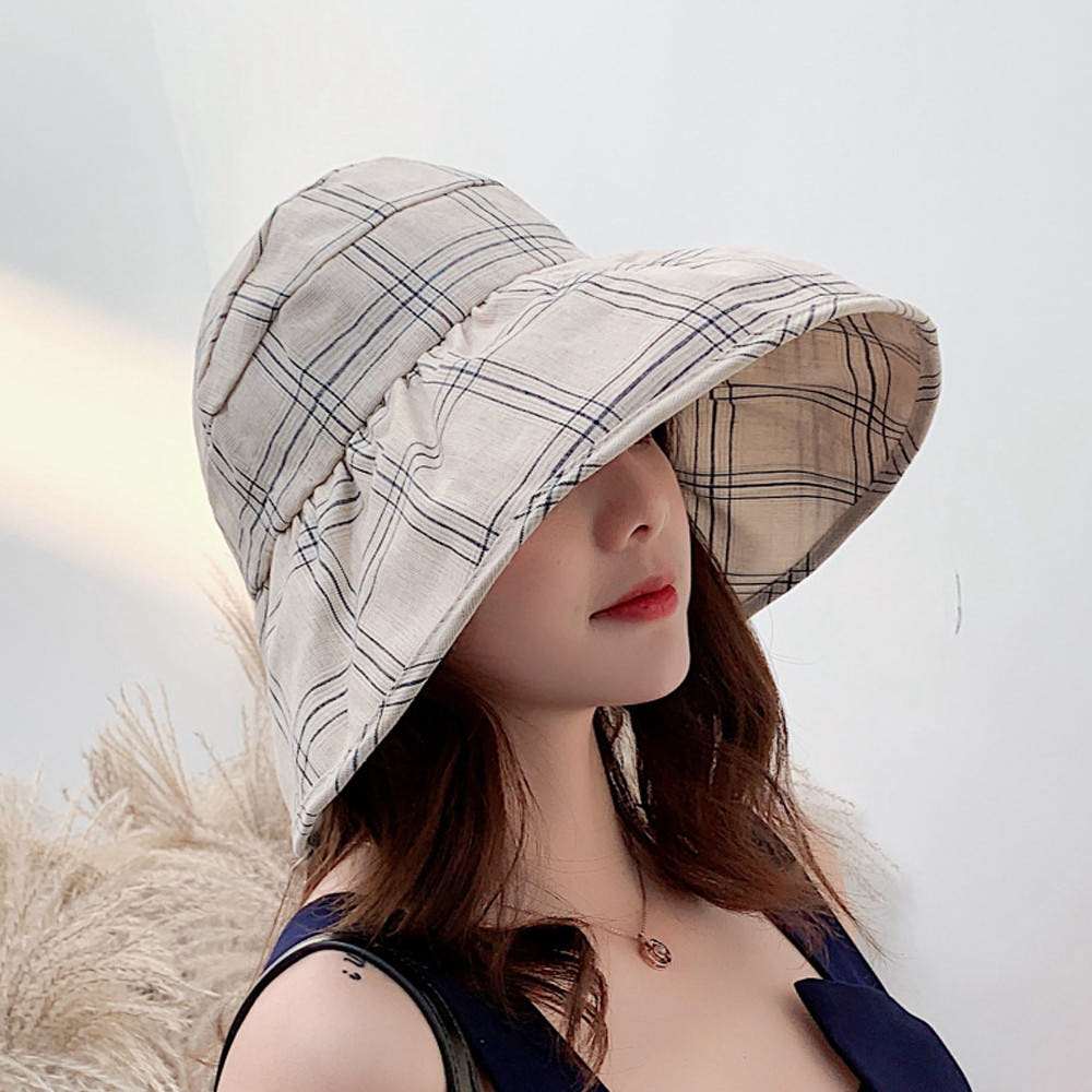 데일리 여름 여성 패션 악세사리 모자 연한체크 돌돌이썬캡 이미지 8