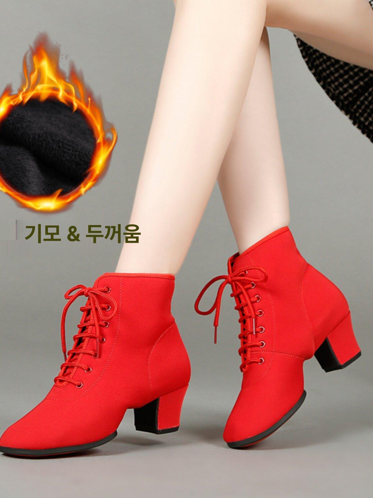 라인 댄스 라틴 살사화 부츠 구두 재즈화 블랙 단일 안감 3.5cm 굽 34 - 상세 이미지 4