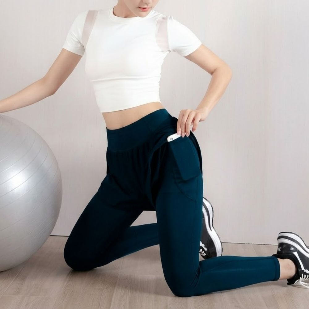 여성레깅스반바지일체형 투인원레깅스 힙커버반바지 주머니 이미지 7