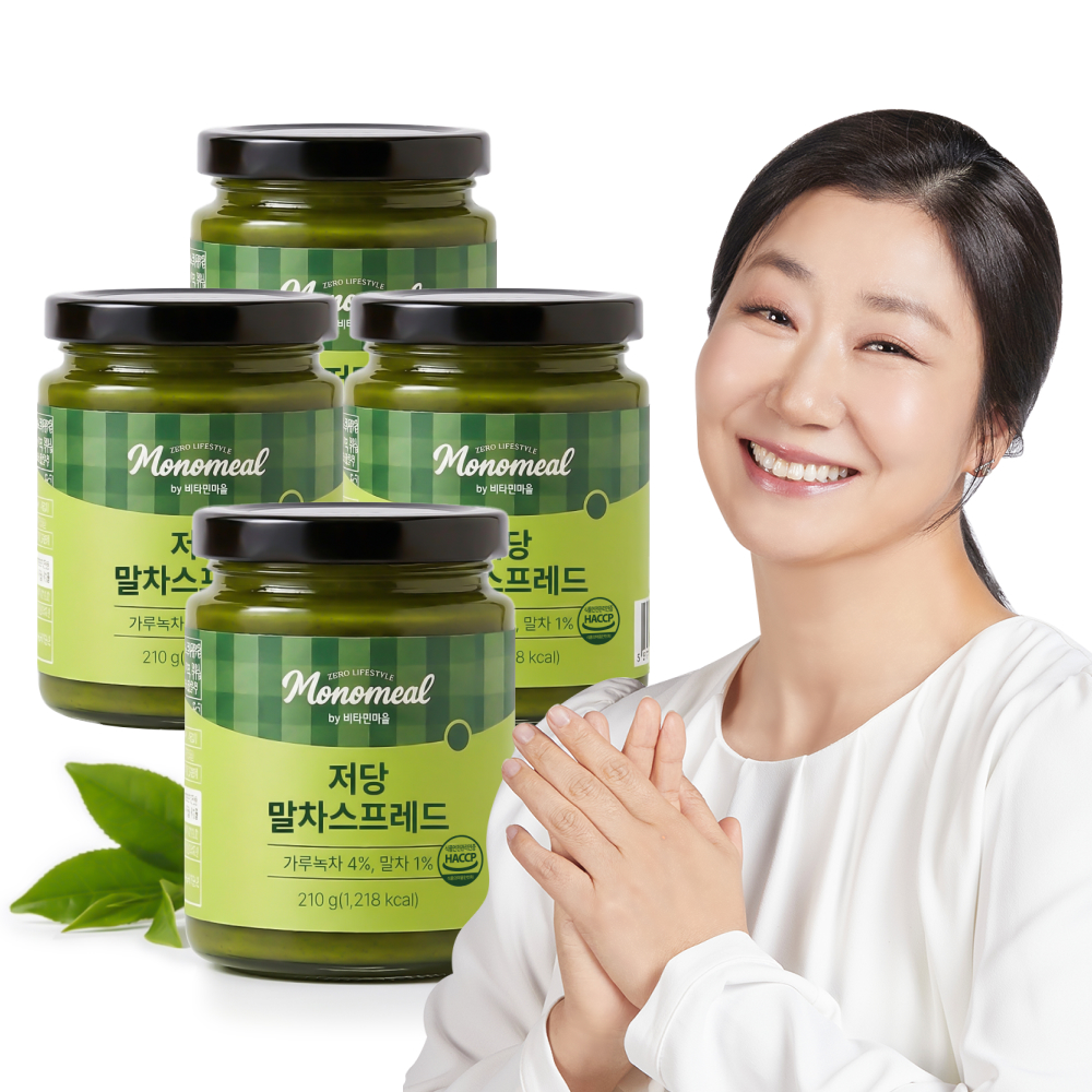 비타민마을 모노밀 저당잼 알룰로스 말차스프레드, 210g, 4개 - 상품 이미지